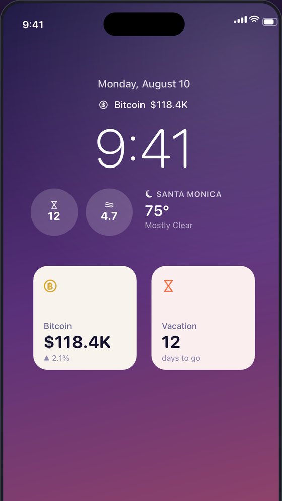 All five widget families on one screen